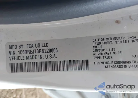 2024 Ram 1500 Laramie 4X2 5'7 Box из США, поврежденный, VIN 1C6RREJT0RN220006